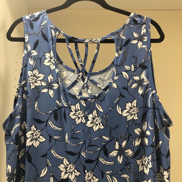 Blue and white long summer dress - Picture 2 of 3